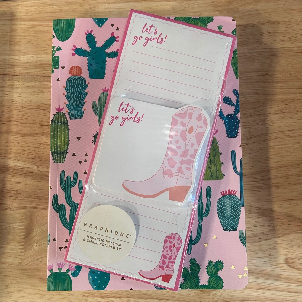 Graphique Magnetic Notepad Small Notepad Set Let's Go‎ Girls Cowgirl Boot New